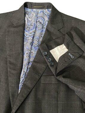 J Hilburn VBC Revenge Merino Super 150s Wool Sport Coat 45L Surgeon Cuffs Grey